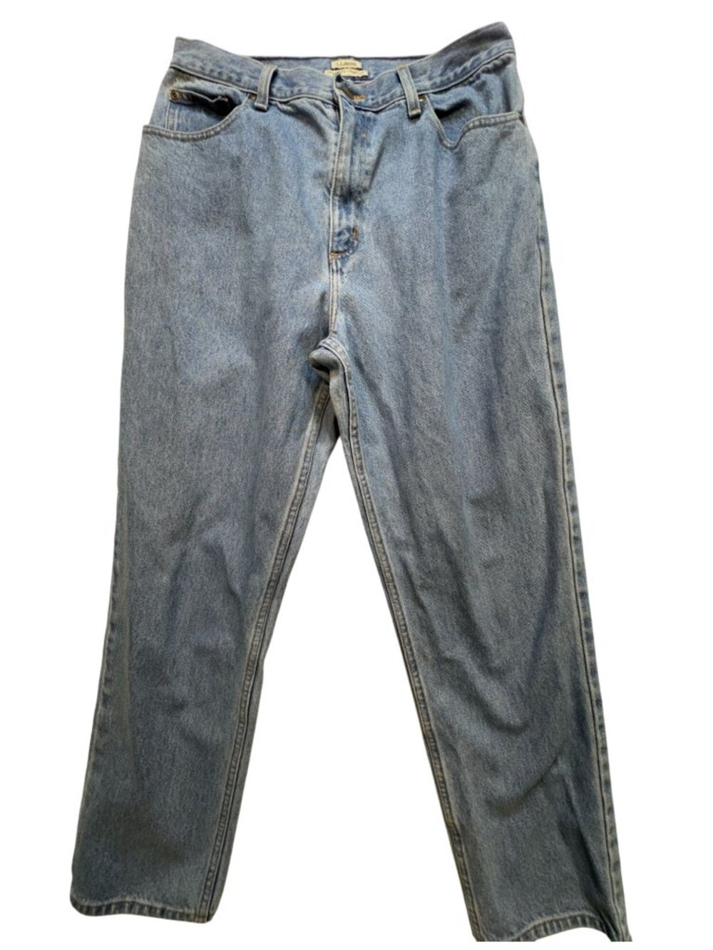 L.L.Bean Womens Original Fit Relaxed Straight Jeans Size 14 Blue Denim Cotton